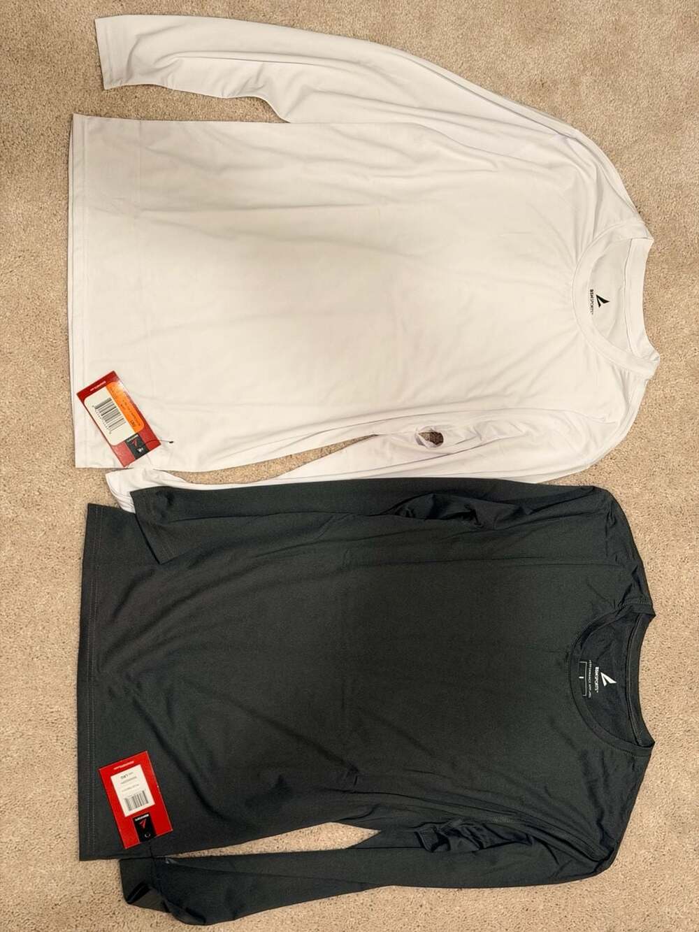 BSN Sports Performance Long Sleeve Crew Neck Lot, Large (White, Black, Grey)